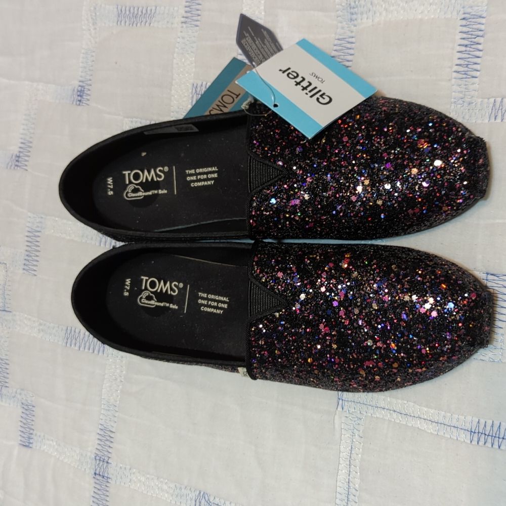 TOMS Black Glitter shoes